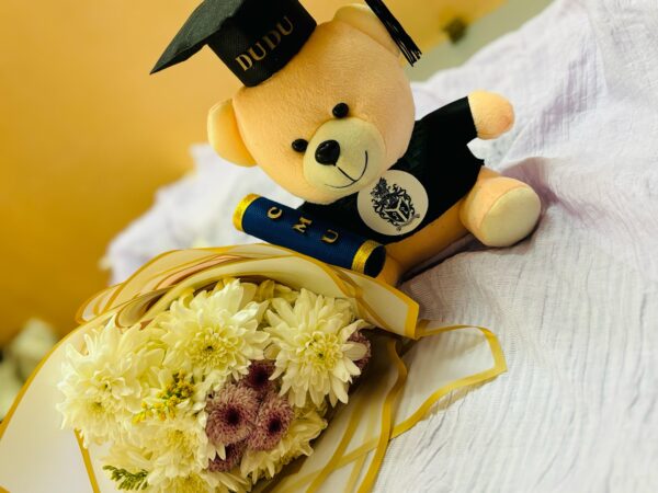 Flower Bouquet and Teddy Bear - Amazely Gifts - Customized Gifts In Trincomalee Sri Lanka