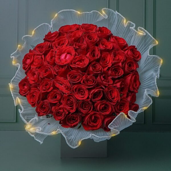 Customized Red Roses Flower Bouquet - Image 2
